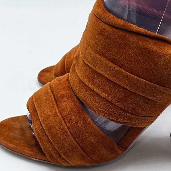 Laurence Dacade Paris Rona Ruched Suede Slide Rust cinnamon Sandals Sz 37.5/US 7 - Picture 6 of 16